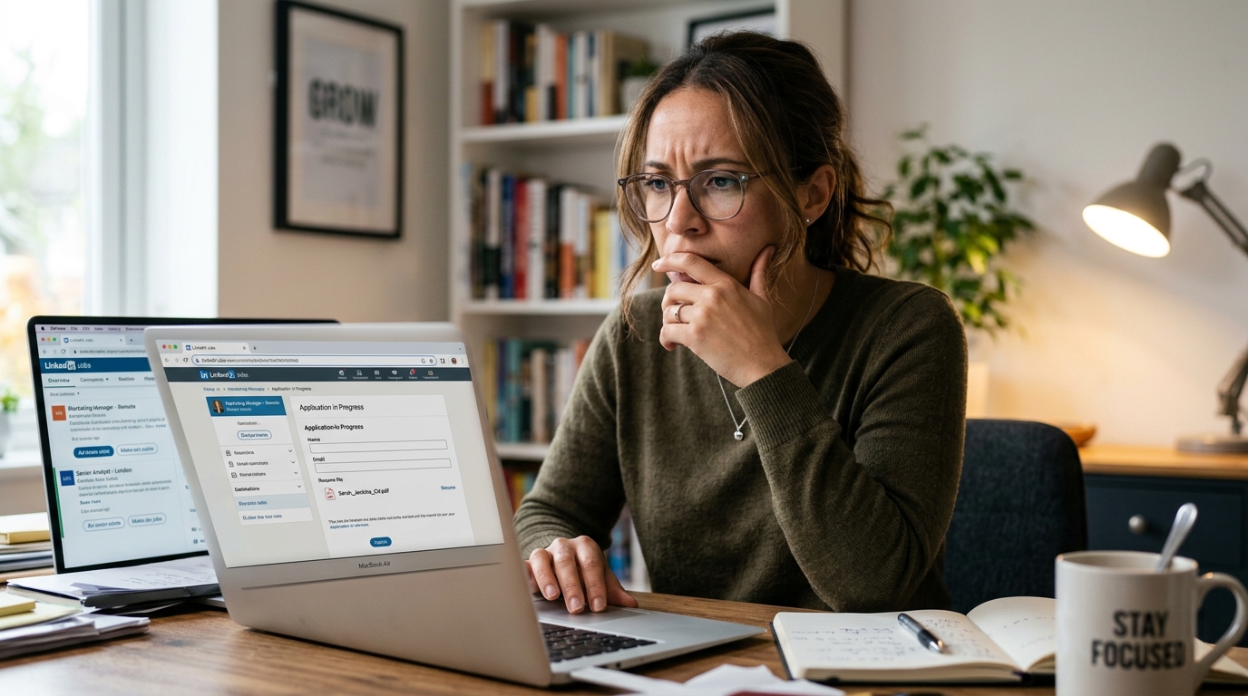 Candidate looking stressed applying for a job